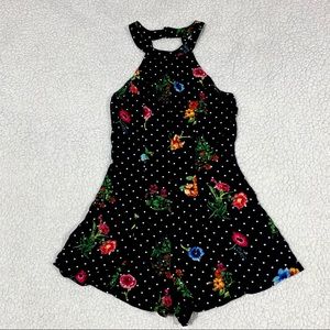 Forever 21 Floral Polkadot Romper-Size S